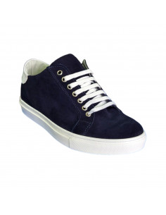 Sneakers din velur, cu siret, bleumarin inchis, pentru barbati 2