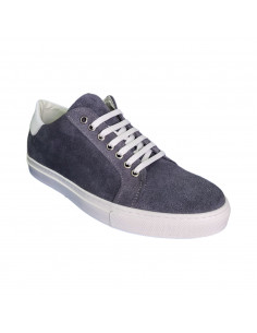 Sneakers din velur, cu siret, gri, pentru barbati 2