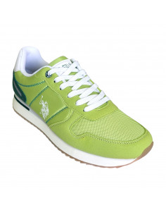 Pantofi sport pentru barbati, piele ecologica si textil, verzi 2