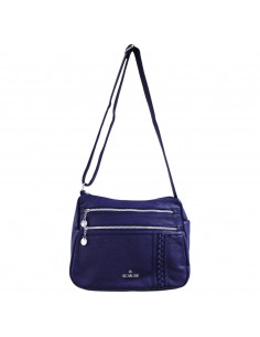 Geantă BB.Cavalli.BB, pentru femei, piele ecologică, model cu împletitură, culoare bleumarin