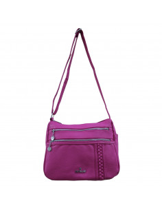 Geantă BB.Cavalli.BB, pentru femei, piele ecologică, model cu împletitură, culoare fucsia