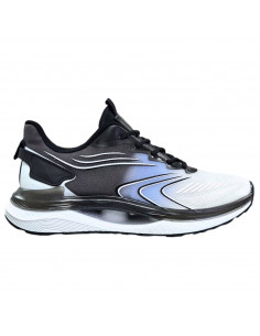 Pantofi sport din textil gri cu alb si albastru, pentru barbati