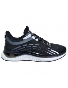 Pantofi sport din textil negru, cu dungi, pentru barbati