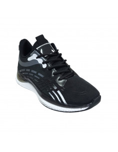 Pantofi sport din textil negru, cu dungi, pentru barbati 2