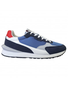 Pantofi sport Hanson pentru barbati, piele ecologica si textil, albastru cu alb