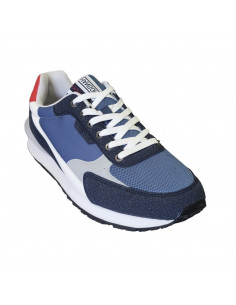 Pantofi sport Hanson pentru barbati, piele ecologica si textil, albastru cu alb 2