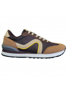 Pantofi sport Hanson pentru barbati, piele ecologica si textil, maro