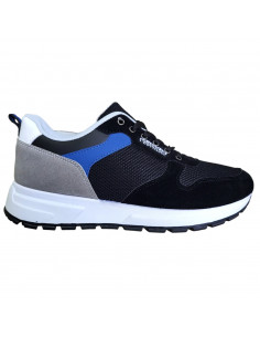 Pantofi sport Hanson pentru barbati, piele ecologica si textil, negru cu gri