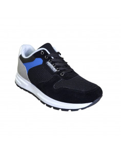 Pantofi sport Hanson pentru barbati, piele ecologica si textil, negru cu gri 2