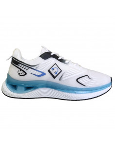 Pantofi sport moderni pentru barbati, textil, alb cu albastru deschis