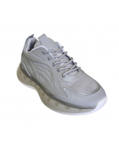 Pantofi sport din textil si material sintetic gri, pentru barbati, design modern 2