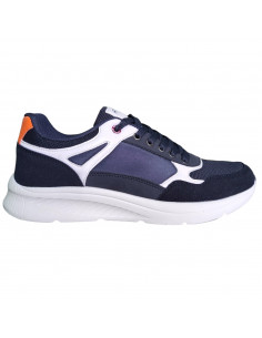 Pantofi sport Hanson pentru barbati, piele ecologica si textil, bleumarin cu alb
