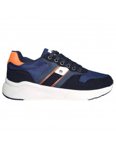 Pantofi sport Hanson pentru barbati, piele ecologica si textil, bleumarin cu portocaliu