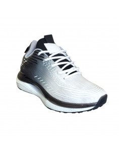 Pantofi sport din textil pentru barbati, alb cu negru, cu dungi 2