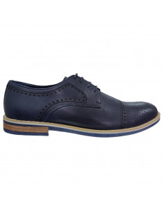 Pantofi eleganţi, din piele naturală, pentru bărbaţi, bleumarin, perforaţi