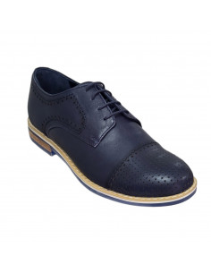 Pantofi eleganţi, din piele naturală, pentru bărbaţi, bleumarin, perforaţi 2