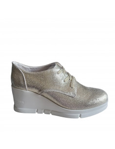 Pantofi casual din piele naturala aurie, pentru femei