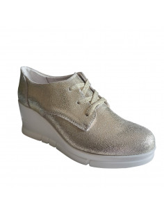 Pantofi casual din piele naturala aurie, pentru femei 2