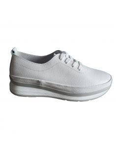 Pantofi tip sneakers din piele naturala alba, pentru femei