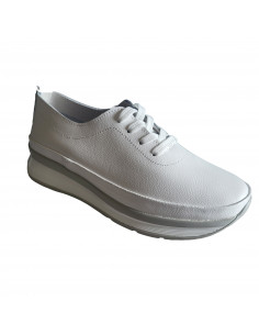 Pantofi tip sneakers din piele naturala alba, pentru femei 2