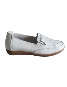 Pantofi tip mocasin din piele naturala alba, pentru femei