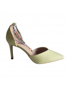 Pantofi stiletto galbeni, din textil, pentru femei