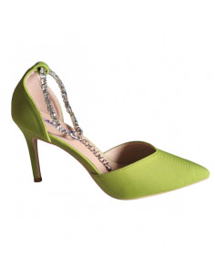 Pantofi stiletto verde neon, din textil, pentru femei