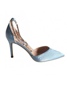 Pantofi stiletto bleu ciel, din textil, pentru femei