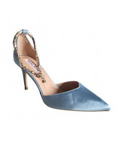 Pantofi stiletto bleu ciel, din textil, pentru femei 2