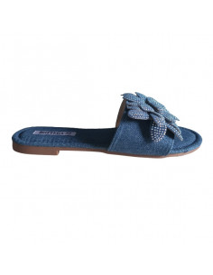 Saboti denim din textil, pentru femei