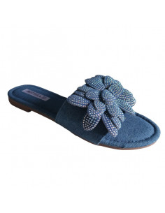 Saboti denim din textil, pentru femei 2