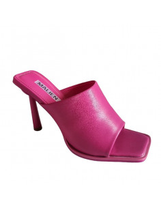 Saboti fuchsia, cu toc, din piele ecologica, pentru femei 2