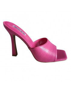 Saboti fuchsia, cu toc, din piele ecologica, pentru femei