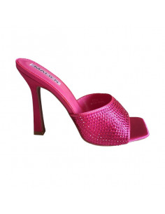 Saboti fuchsia, cu toc, din textil, pentru femei