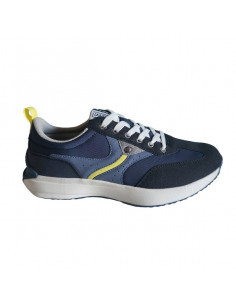 Pantofi sport Hanson pentru barbati, piele ecologica si textil, albastru cu alb
