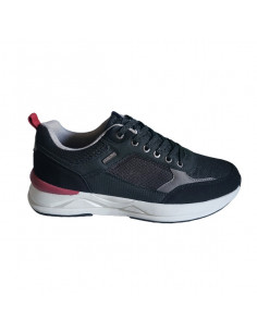 Pantofi sport Hanson pentru barbati, piele ecologica si textil, albastru cu alb
