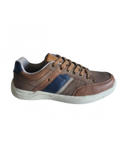 Pantofi sport Hanson pentru barbati, piele ecologica si textil, albastru cu alb