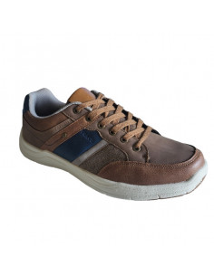 Pantofi sport Hanson pentru barbati, piele ecologica si textil, albastru cu alb 2