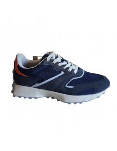 Pantofi sport Hanson pentru barbati, piele ecologica si textil, albastru cu alb