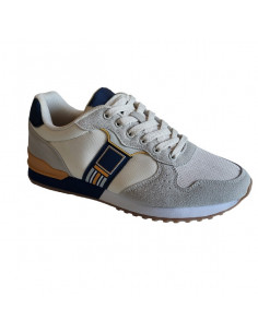 Pantofi sport Hanson pentru barbati, piele ecologica si textil, albastru cu alb 2