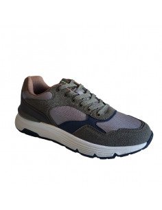 Pantofi sport Hanson pentru barbati, piele ecologica si textil, albastru cu alb 2