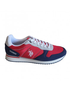 Pantofi sport pentru barbati, piele ecologica si textil, alb cu gri deschis