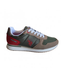 Pantofi sport pentru barbati, piele ecologica si textil, alb cu gri deschis