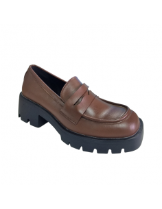 Pantofi dama din imitatie velur, cu toc mediu, maro - W303 2
