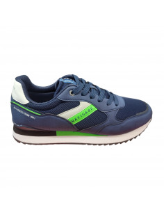 Pantofi sport bărbaţi, piele naturală şi textil, alb/gri/negru