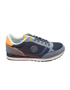 Pantofi sport bărbaţi, piele naturală şi textil, alb/gri/negru