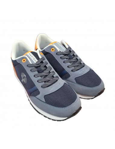 Pantofi sport bărbaţi, piele naturală şi textil, alb/gri/negru
