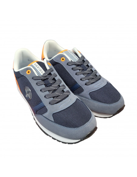 Pantofi sport bărbaţi, piele naturală şi textil, alb/gri/negru