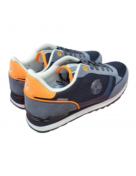 Pantofi sport bărbaţi, piele naturală şi textil, alb/gri/negru