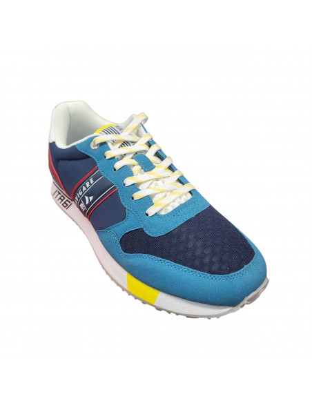 Pantofi sport bărbaţi, piele naturală şi textil, alb/gri/negru